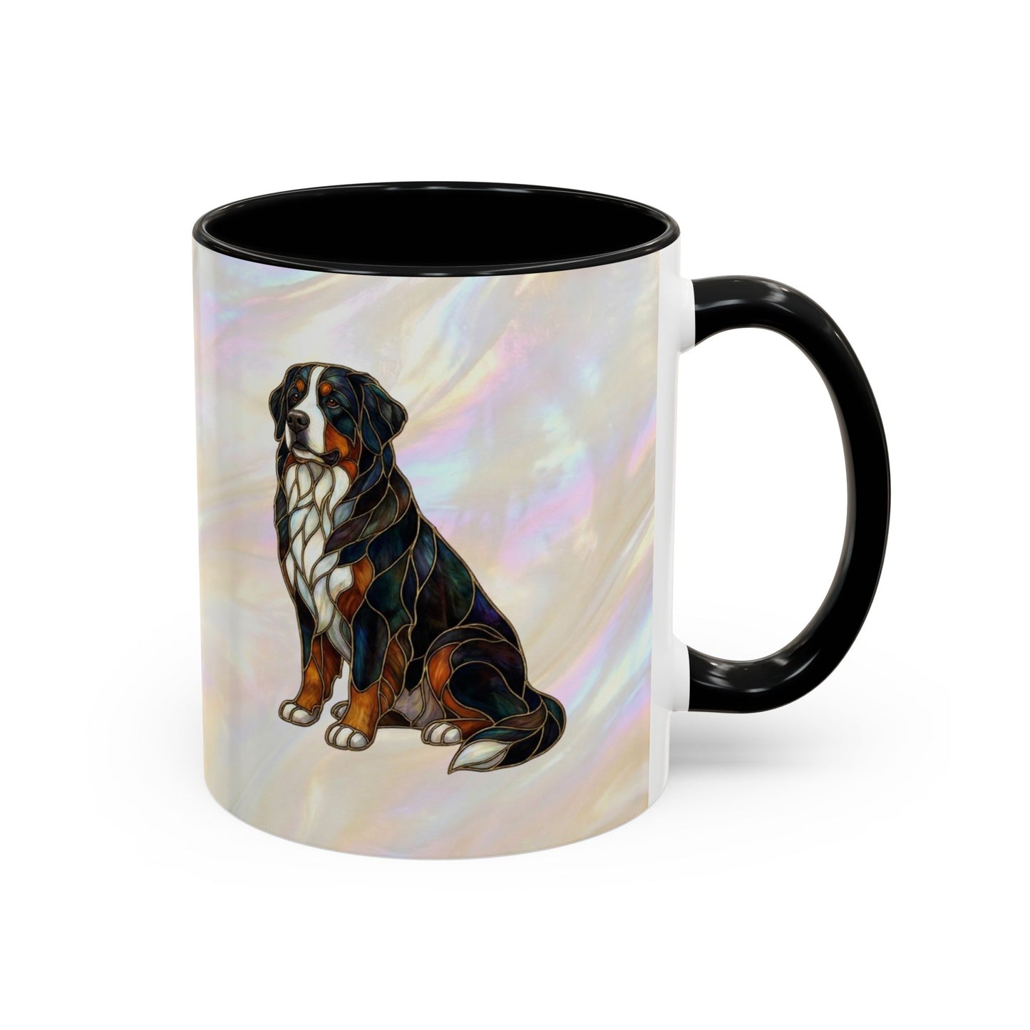 Bernese Mountain Dog Accent Coffee Mug — Stained Glass Design (11/15 oz) - 14617
