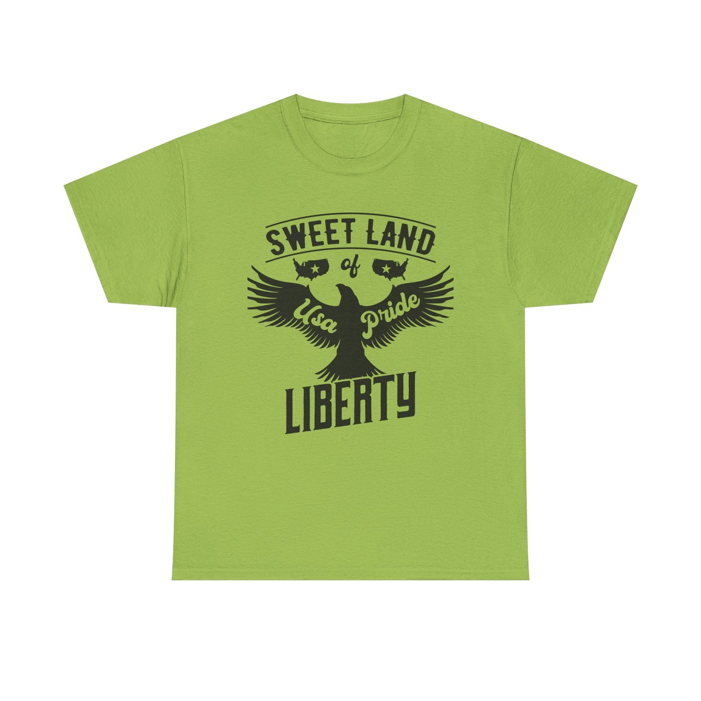 Sweet Land of Liberty Design, Unisex Heavy Cotton Tee: Patriotic T-shirt, Gift for Freedom Lovers, Casual Wear, Independence Day Shirt - 13492