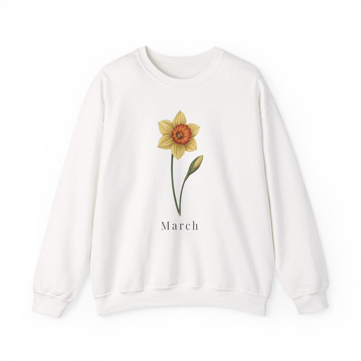March Birth Flower Daffodil Crewneck Sweatshirt – Floral Birthday Gift Pullover - 14822