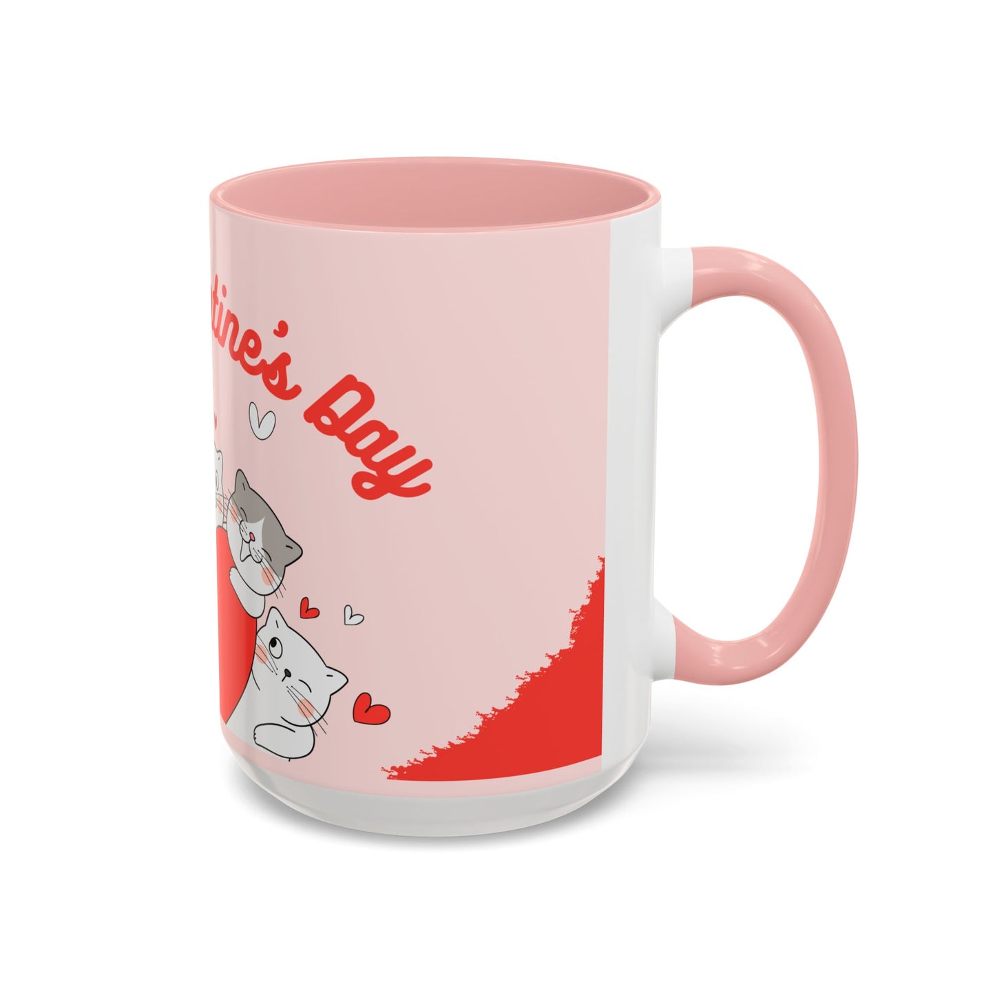 Cats, Happy Valentine's - Accent Coffee Mug (11, 15oz) - 11124