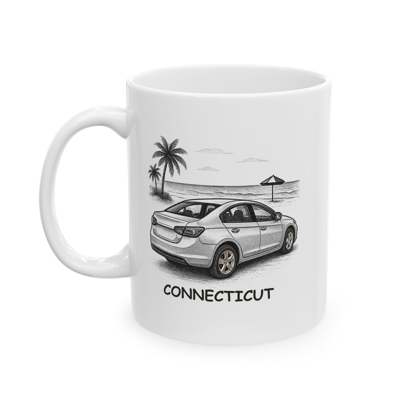 "Connecticut: Where the best beach is the one that’s closest to the car." Ceramic Mug - 13879