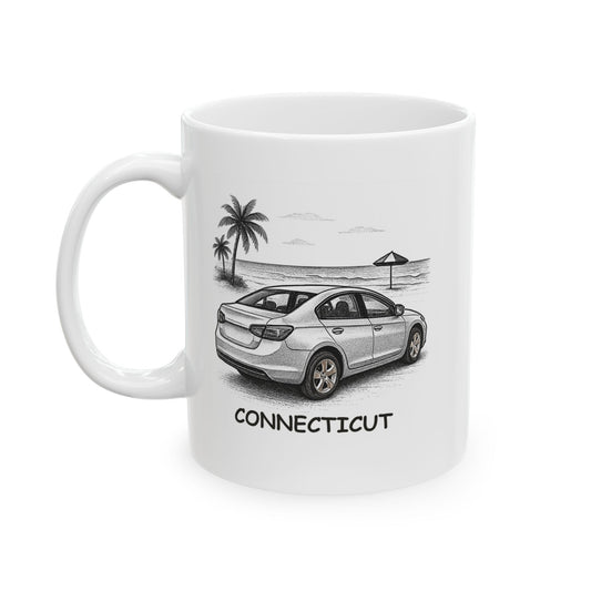 "Connecticut: Where the best beach is the one that’s closest to the car." Ceramic Mug - 13879