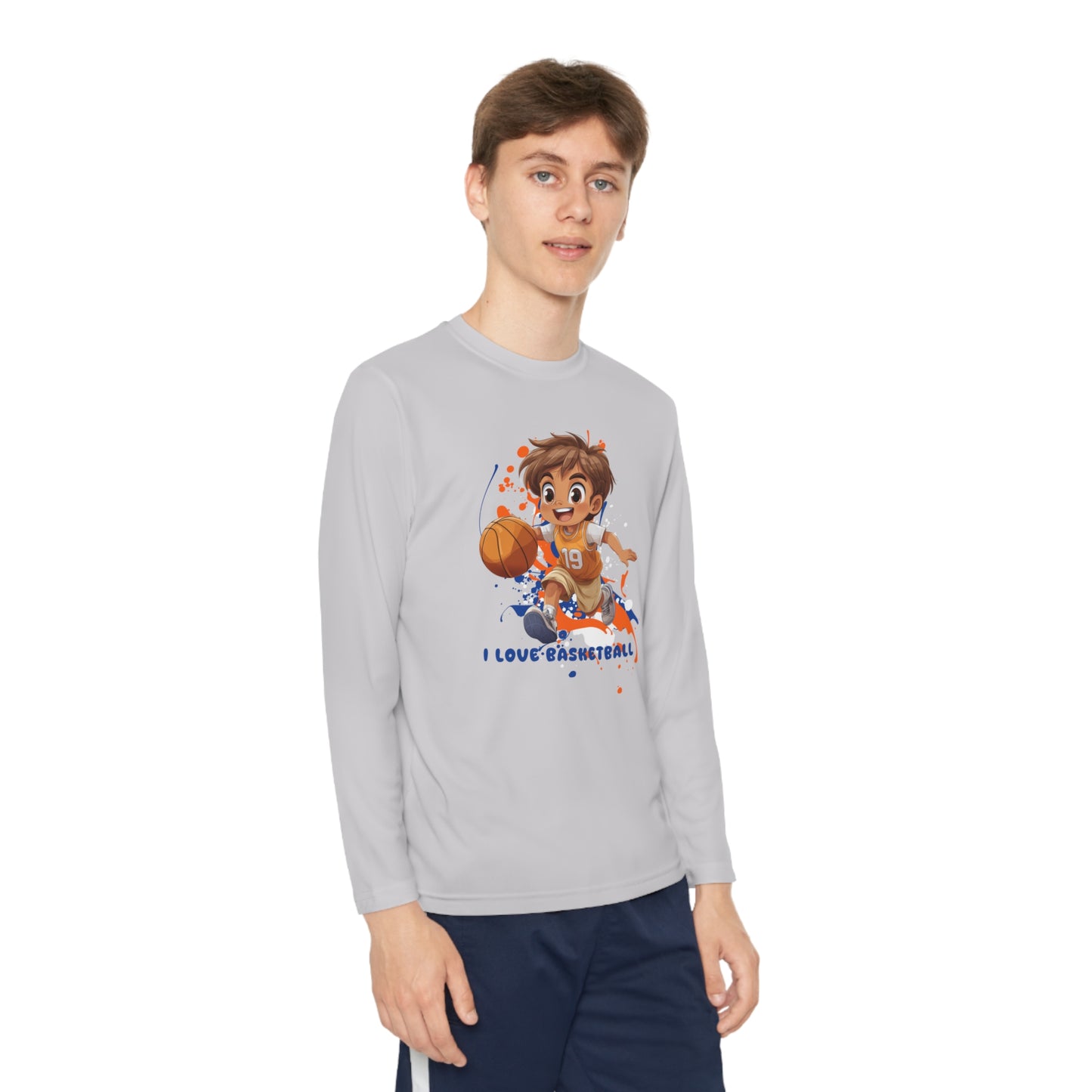 I Love Basketball - Youth Long Sleeve Competitor Tee