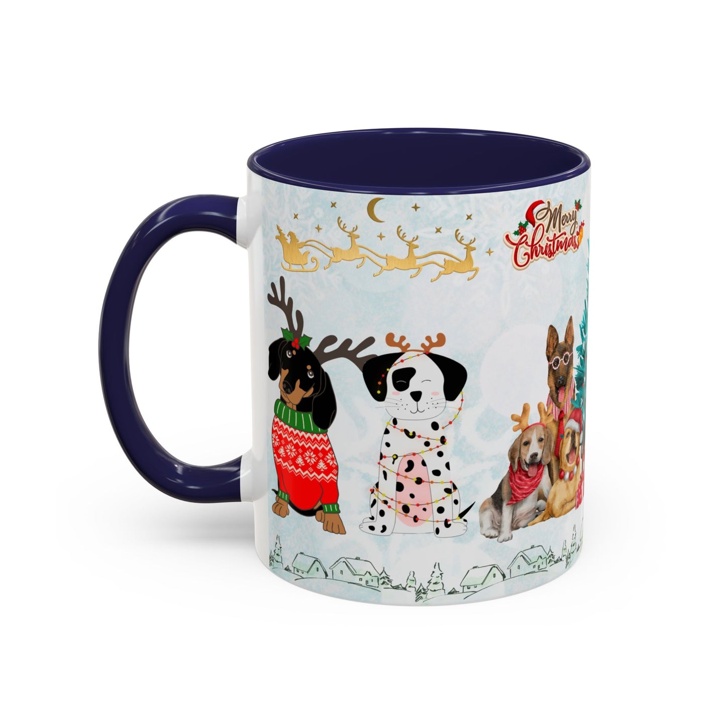 Merry Christmas Dogs - Accent Coffee Mug (11, 15oz)