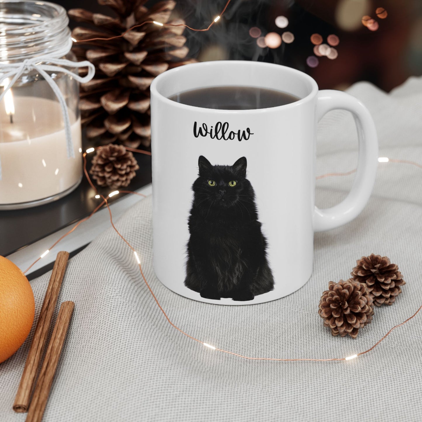 Personalised Cat Ceramic Mug, Modern Coffee Cup, Gift for Cat Lovers, Unique Home Decor - 14207