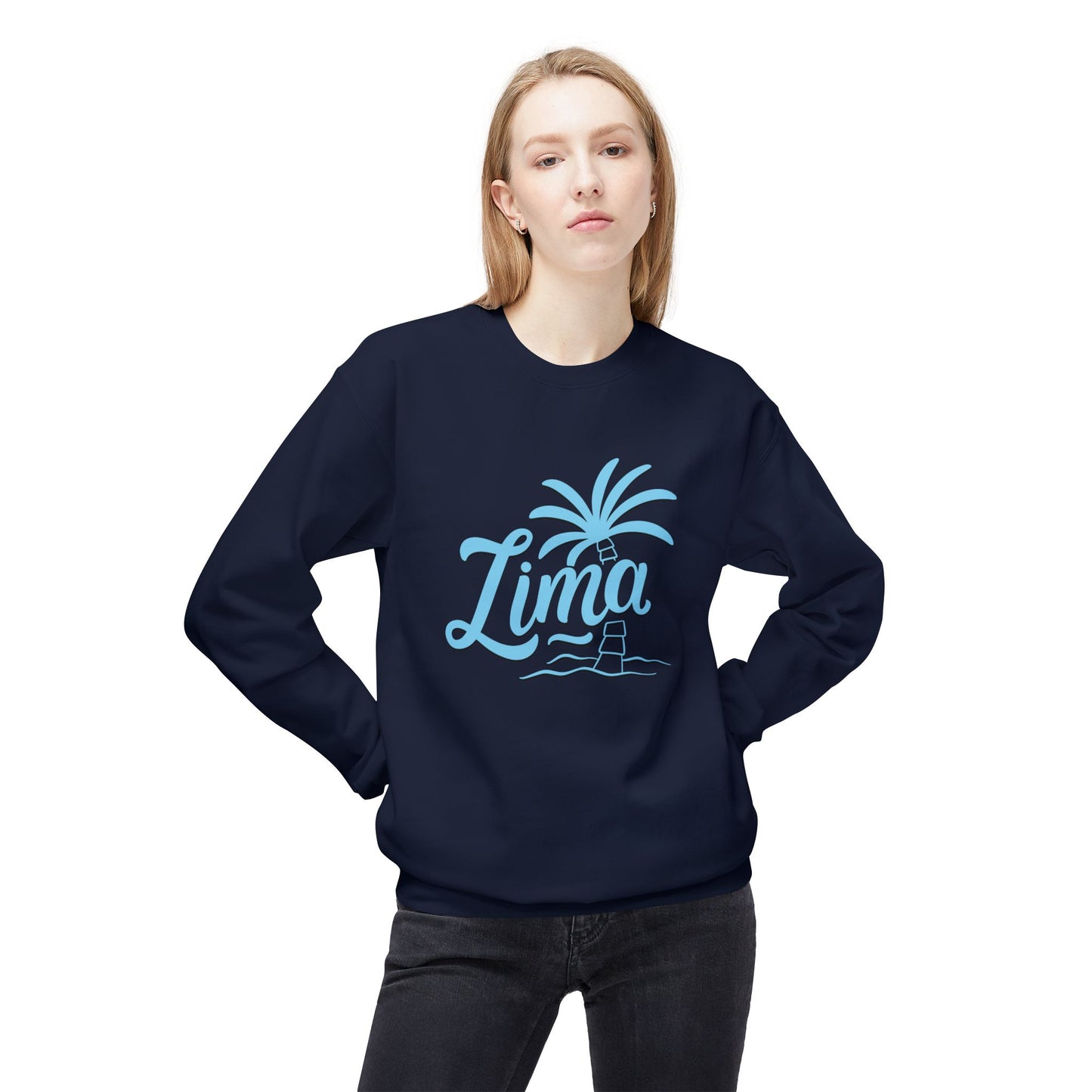 Lima, Palm Tree Crewneck Sweatshirt - Cozy Unisex Midweight Fleece for Relaxed Living - 12128