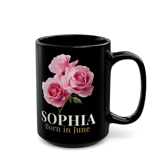 Personalized June Birth Flower Mug – Custom Name Rose Mug, Born in June Birthday Gift for Her -  14900
