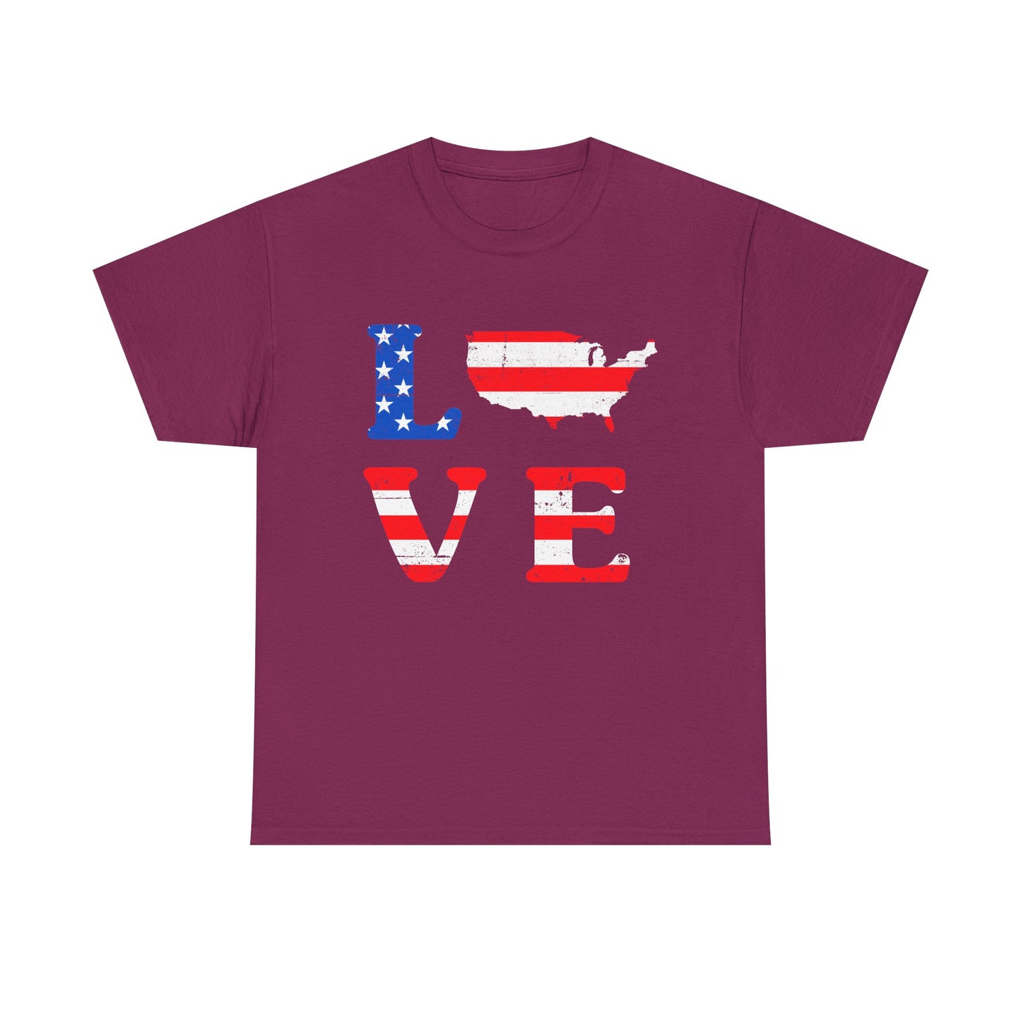 Patriotic Love Tee | Unisex Heavy Cotton T-Shirt, USA Love Shirt, 4th of July Gift, Casual Wear, Independence Day Apparel - 13696