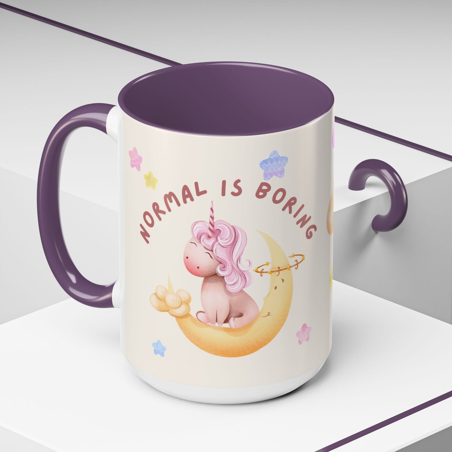 Normal is Boring, Be A Unicorn - Accent Coffee Mug (11, 15oz) - 11084