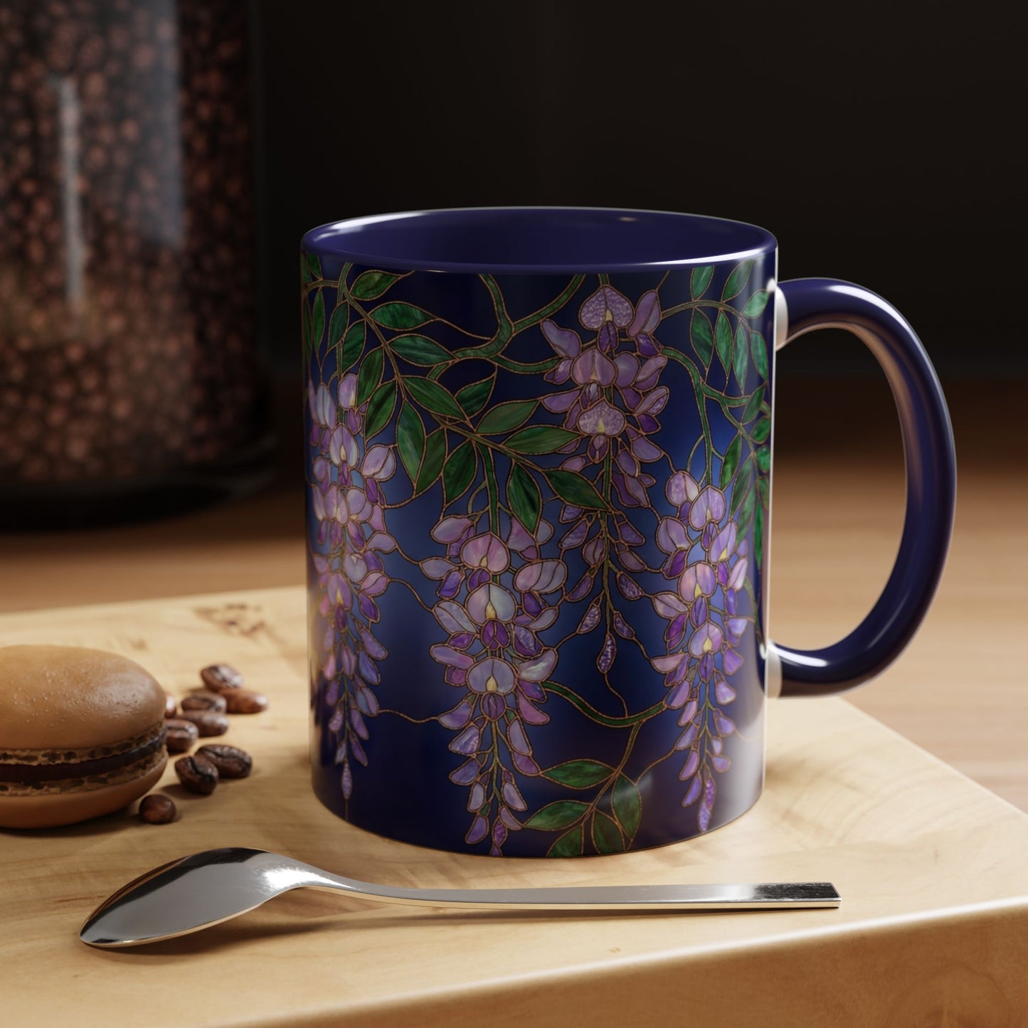 Wisteria Bloom Accent Coffee Mug — Stained Glass Design 11/15oz - 14589