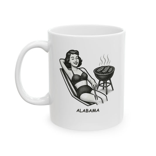 "Alabama: The only place where you can get a tan and a BBQ at the same time." Ceramic Mug - 12807