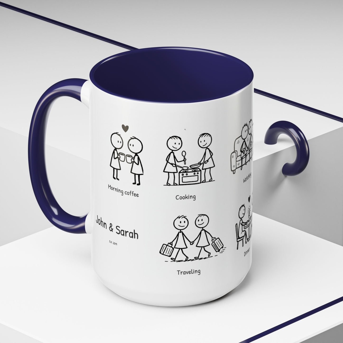 Our Favorite Things to Do Valentine’s Mug – Cozy Couples Illustrated Accent Coffee Mug - 14705