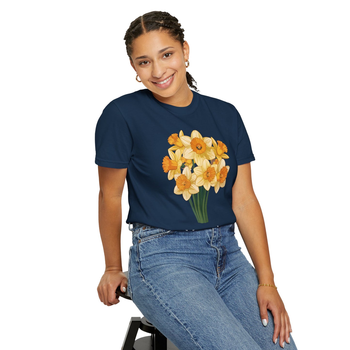 March Birth Flower T-Shirt – Daffodil Floral Birthday Tee for Women - 14794