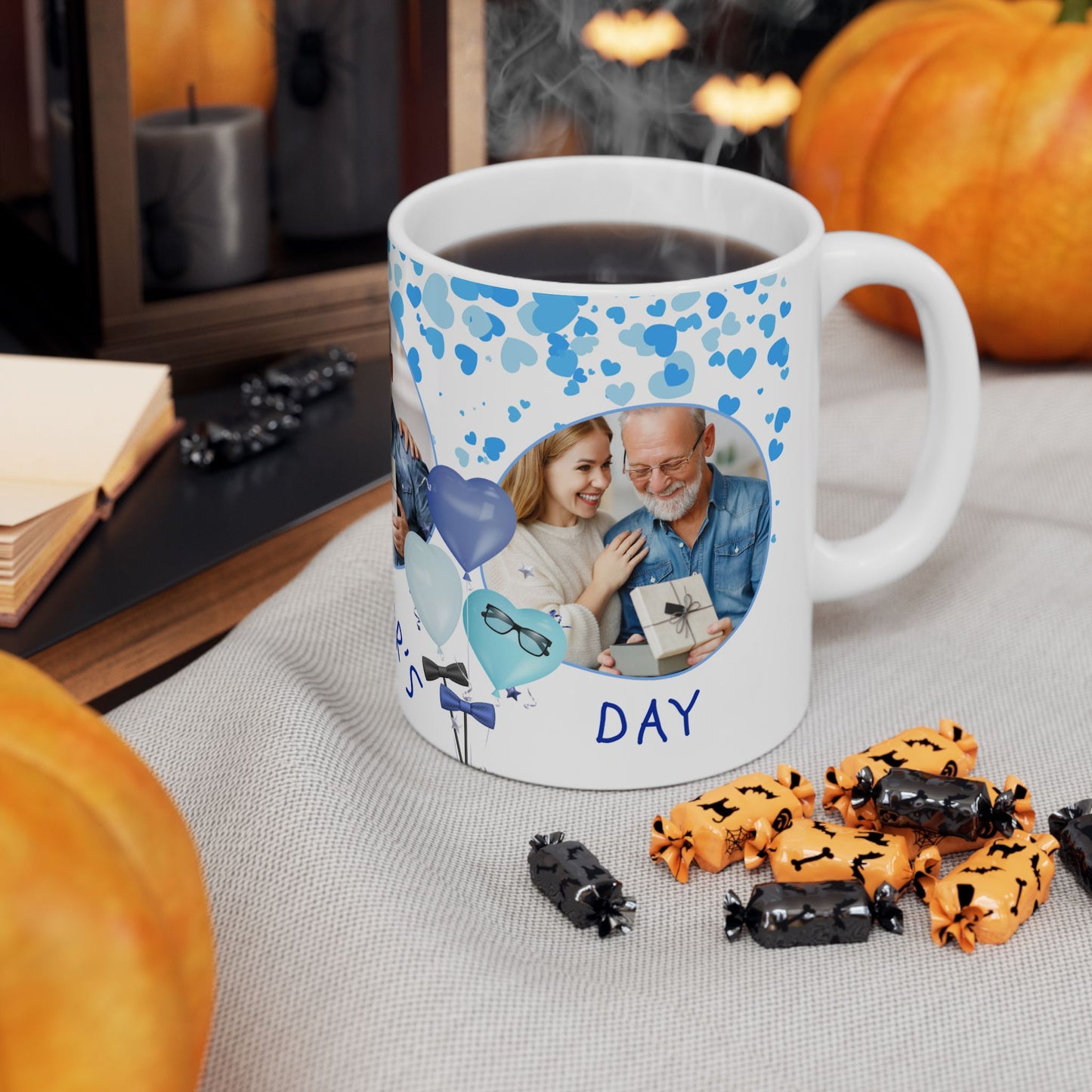 Personalized Father's Day Ceramic Mug, Custom Photo Mug, Gift for Dad, 11oz 15oz, Heartfelt Coffee Cup, Family Memory Keepsake - 14002
