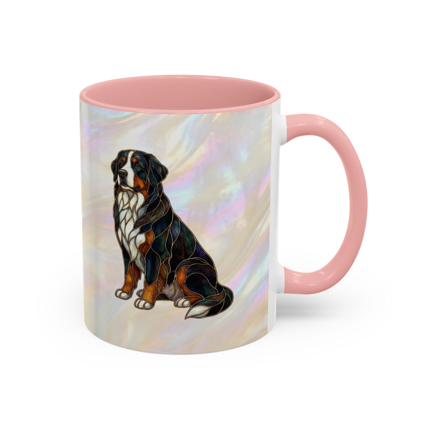 Bernese Mountain Dog Accent Coffee Mug — Stained Glass Design (11/15 oz) - 14617