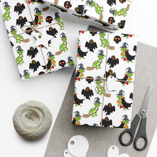 Green Dinosaur Witch  - Gift Wrap Papers