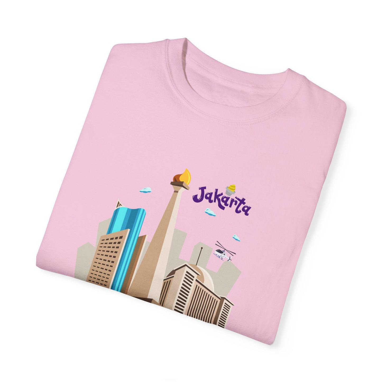 Jakarta Cityscape Unisex Garment-Dyed T-Shirt - Casual Travel Tee - 12129