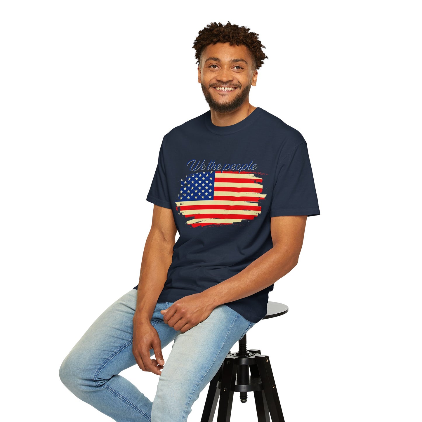 Patriotic Garment-Dyed T-Shirt - We the People, Independence Day Gift, Casual Wear, Constitution Day, Freedom Apparel - 13691