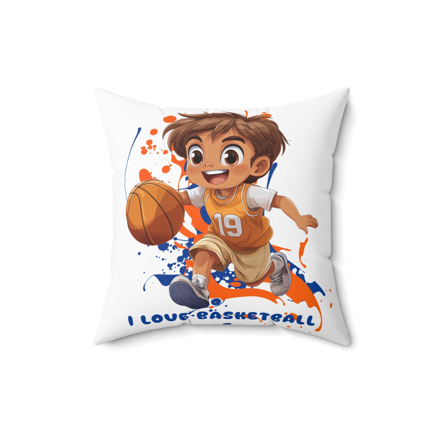 I Love Basketball - Spun Polyester Square Pillow