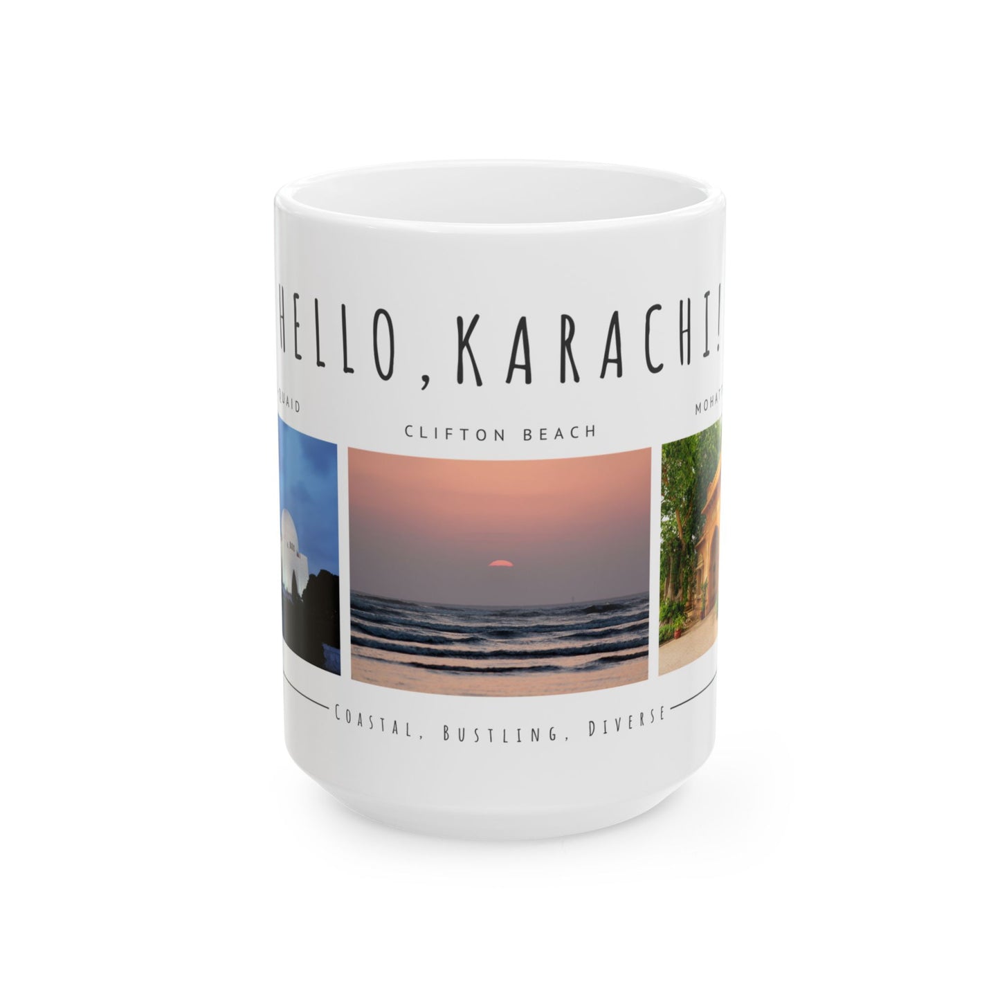 Hello Karachi Ceramic Mug - Coastal Beach Views, Perfect Gift for Travelers - 12214
