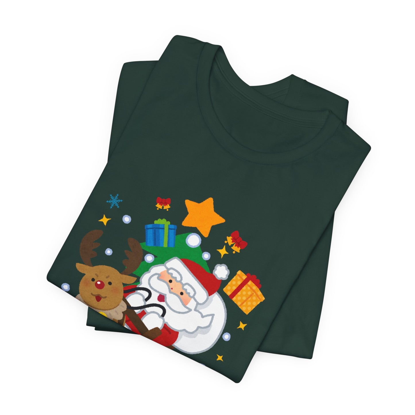 Santa & Reindeer, Merry Christmas - Unisex Jersey Short Sleeve Tee - 10494