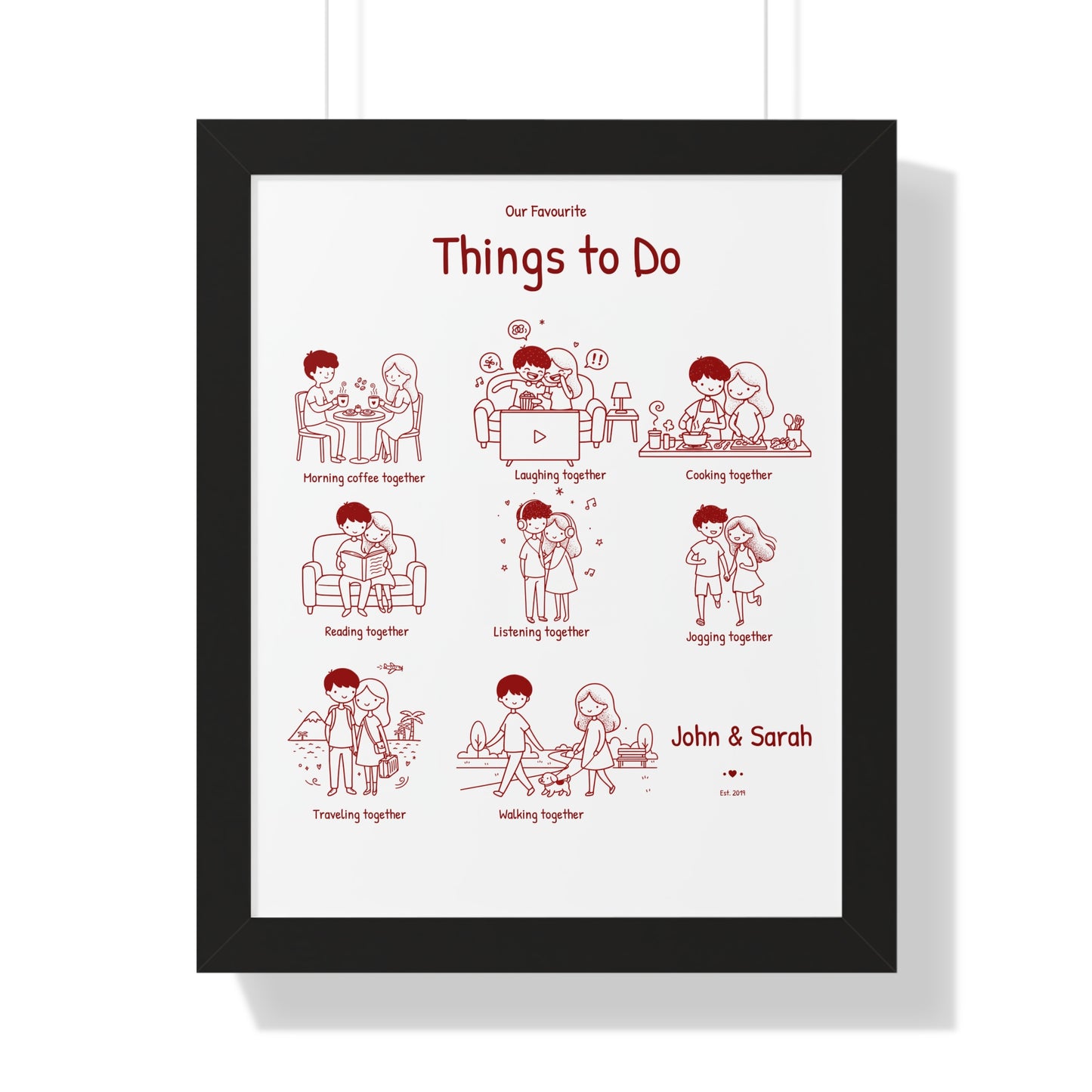 Framed Poster – “Our Favourite Things to Do” Personalized Couple Print | Valentine’s Gift - 14712