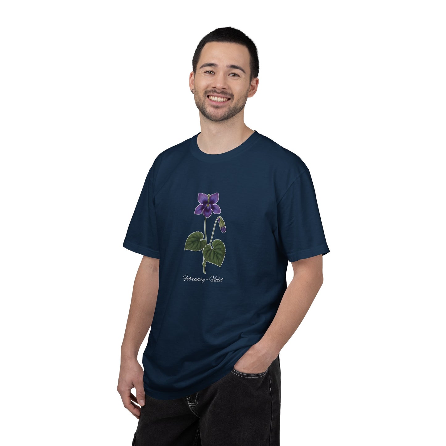 February Birth Flower Violet T-Shirt – Heavyweight Garment-Dyed Tee - 14700