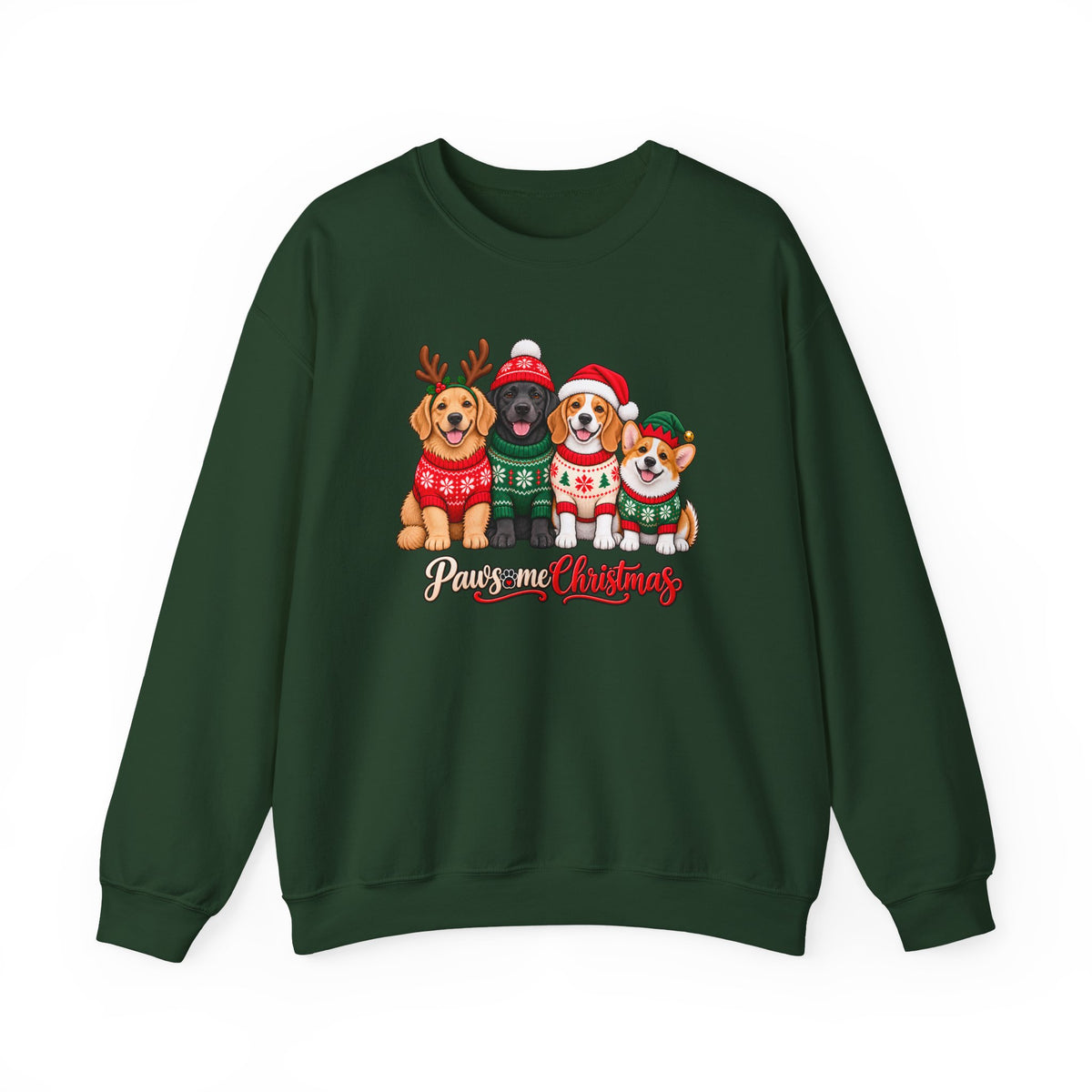 Pawsome Christmas Sweatshirt,  Cute Festive Dogs Crewneck - 14558