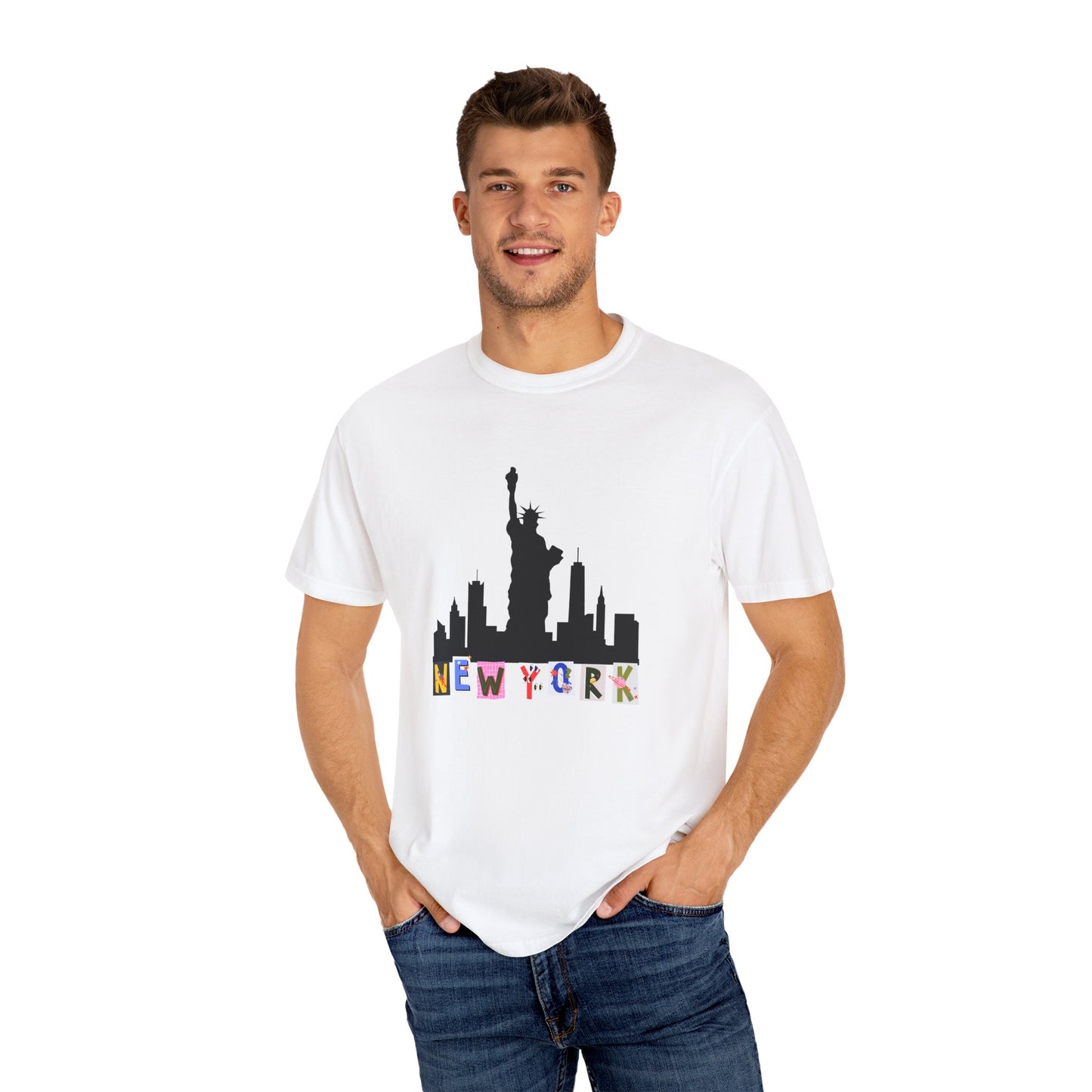 New York Skyline Graphic T-Shirt - Unisex Garment-Dyed Tee for City Lovers - 12002