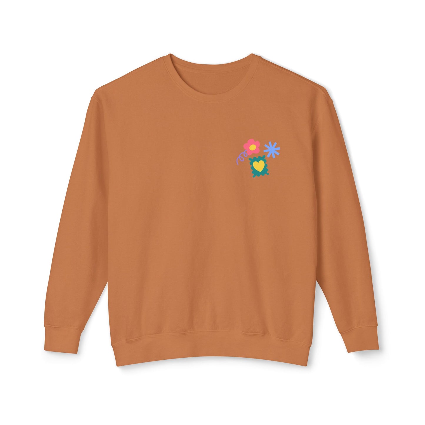 Flowers, Heart, Rainbow, Happy Face - Unisex Lightweight Crewneck Sweatshirt - 11485