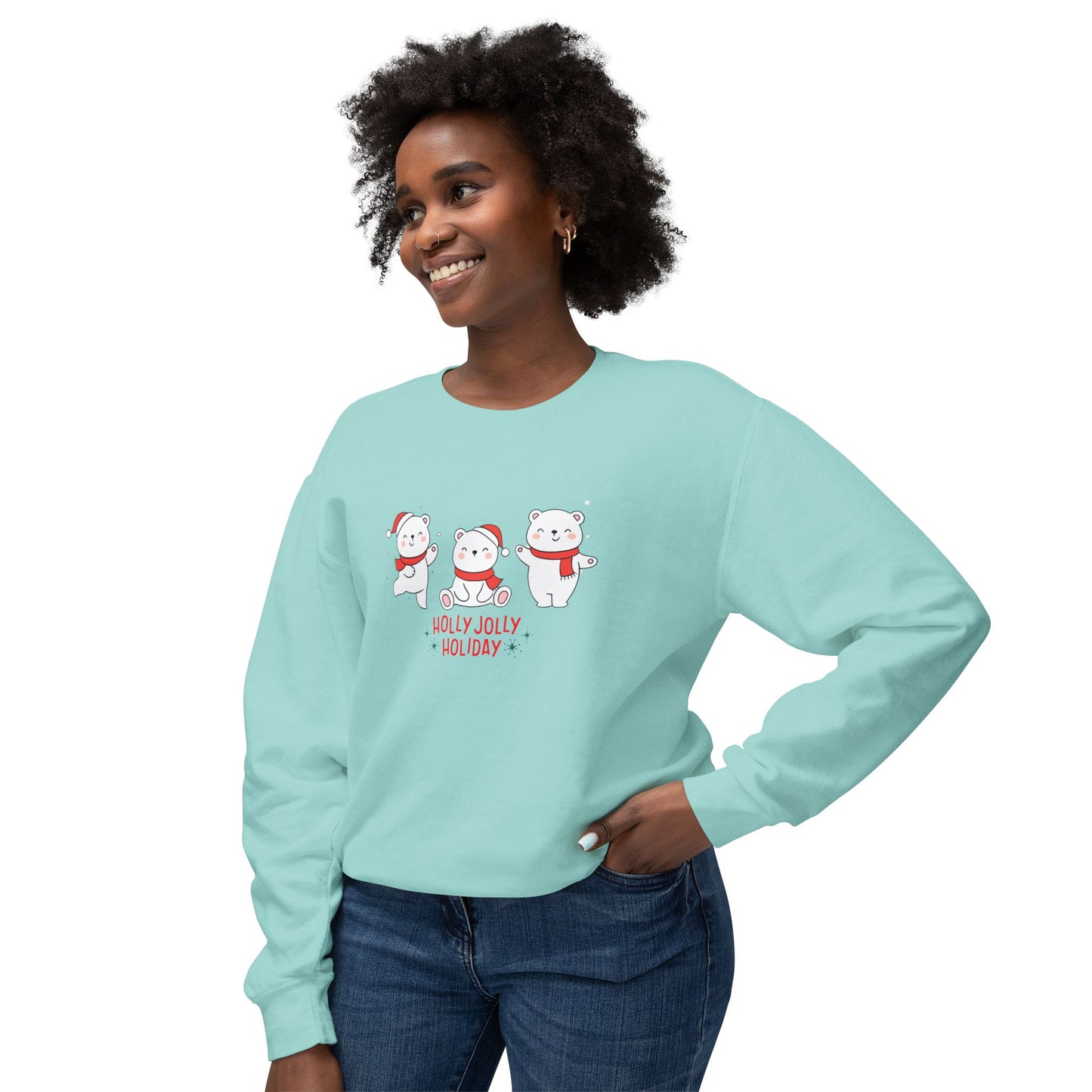 Baby Bears, Holly Jolly Holiday - Unisex Lightweight Crewneck Sweatshirt - 10015