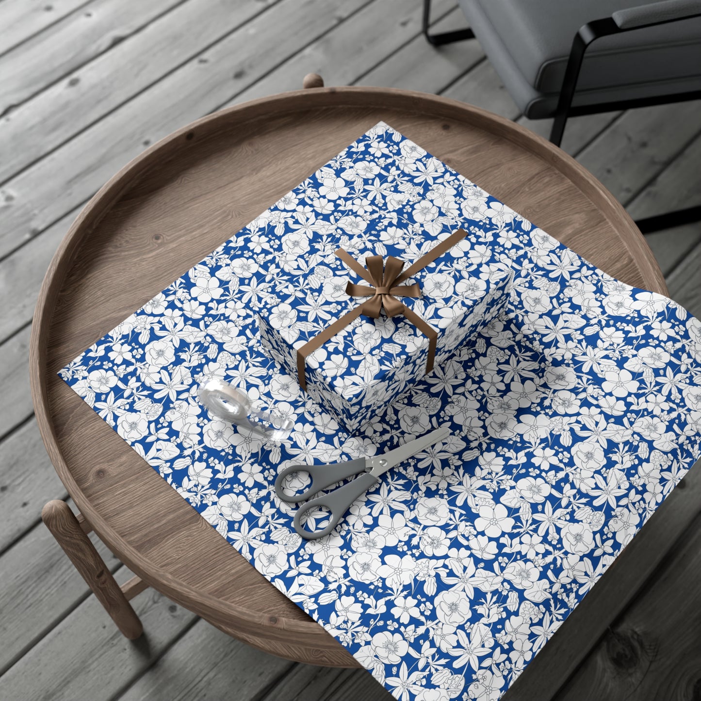 Vintage Blue, White Flowers - Gift Wrap Papers - 10255