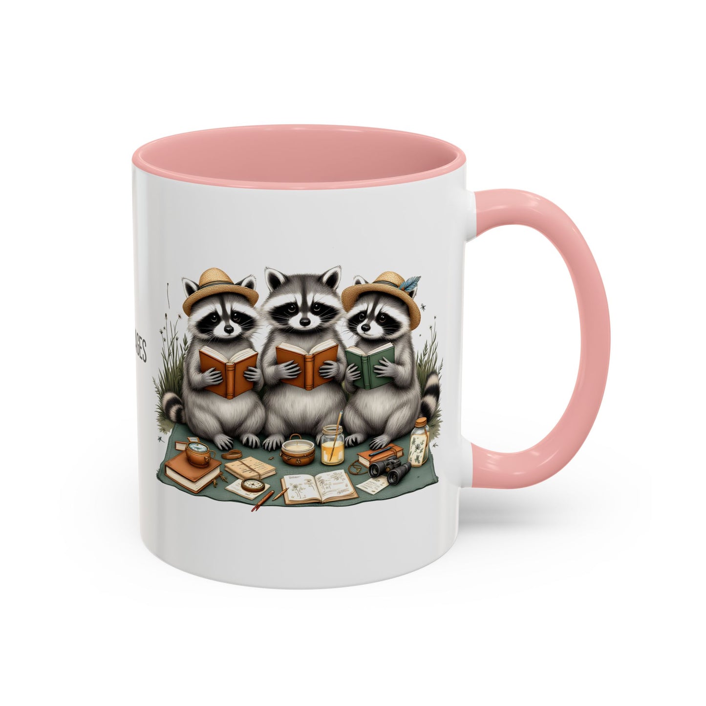 Paws & Pages Raccoon Reading Mug – Cute Book Lover Coffee Cup Gift (11oz / 15oz) - 14814
