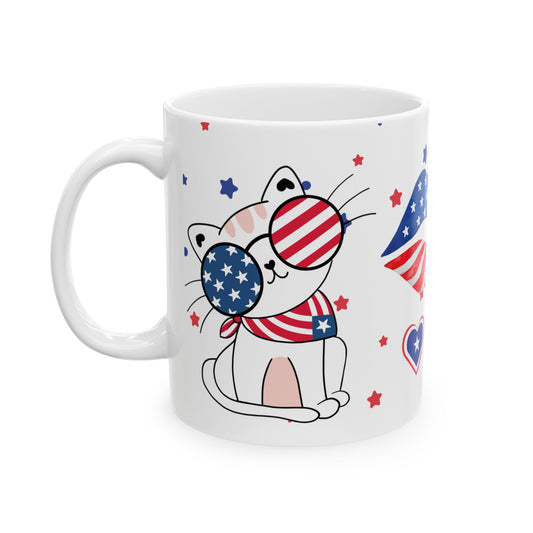 July 4, Cat's Kiss - Ceramic Mug, (11oz, 15oz)