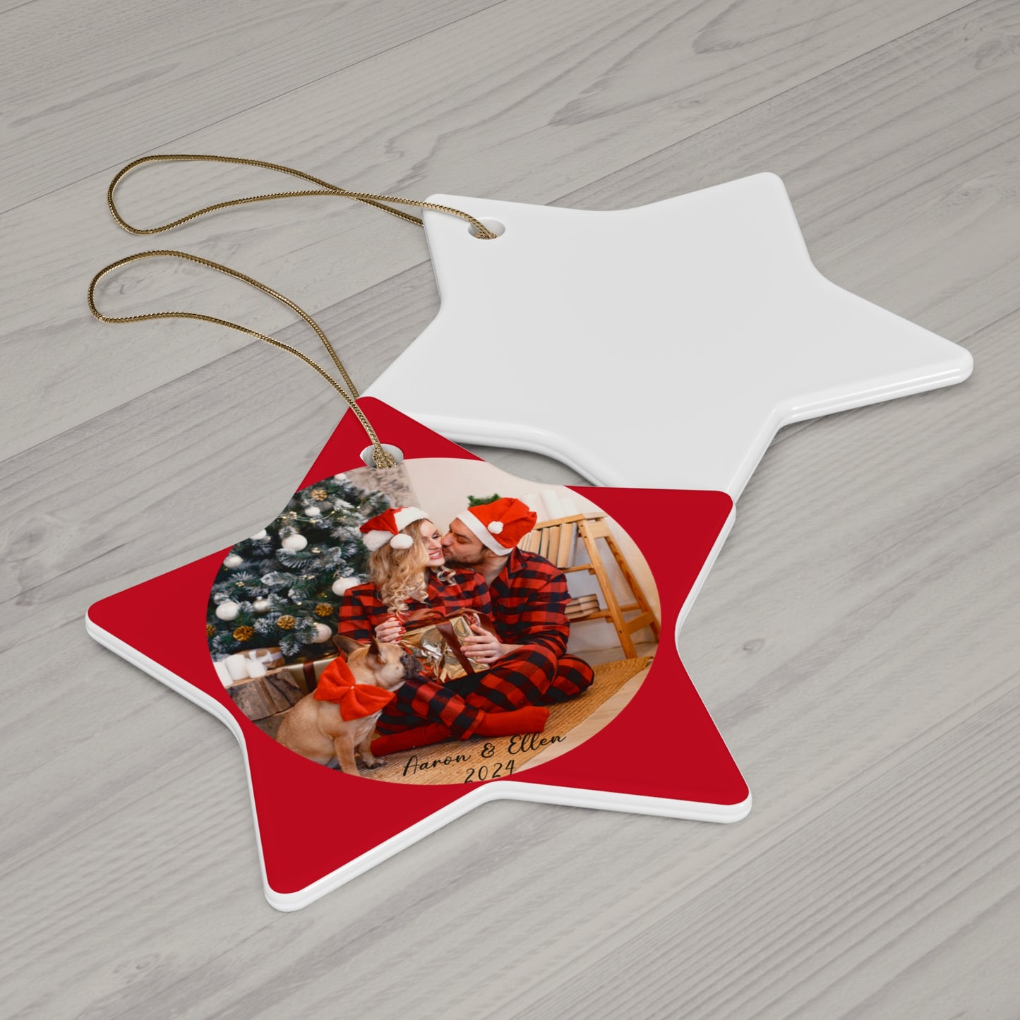 Christmas, Couple's Photo, Customizable- Ceramic Ornament, 4 Shapes - 10034