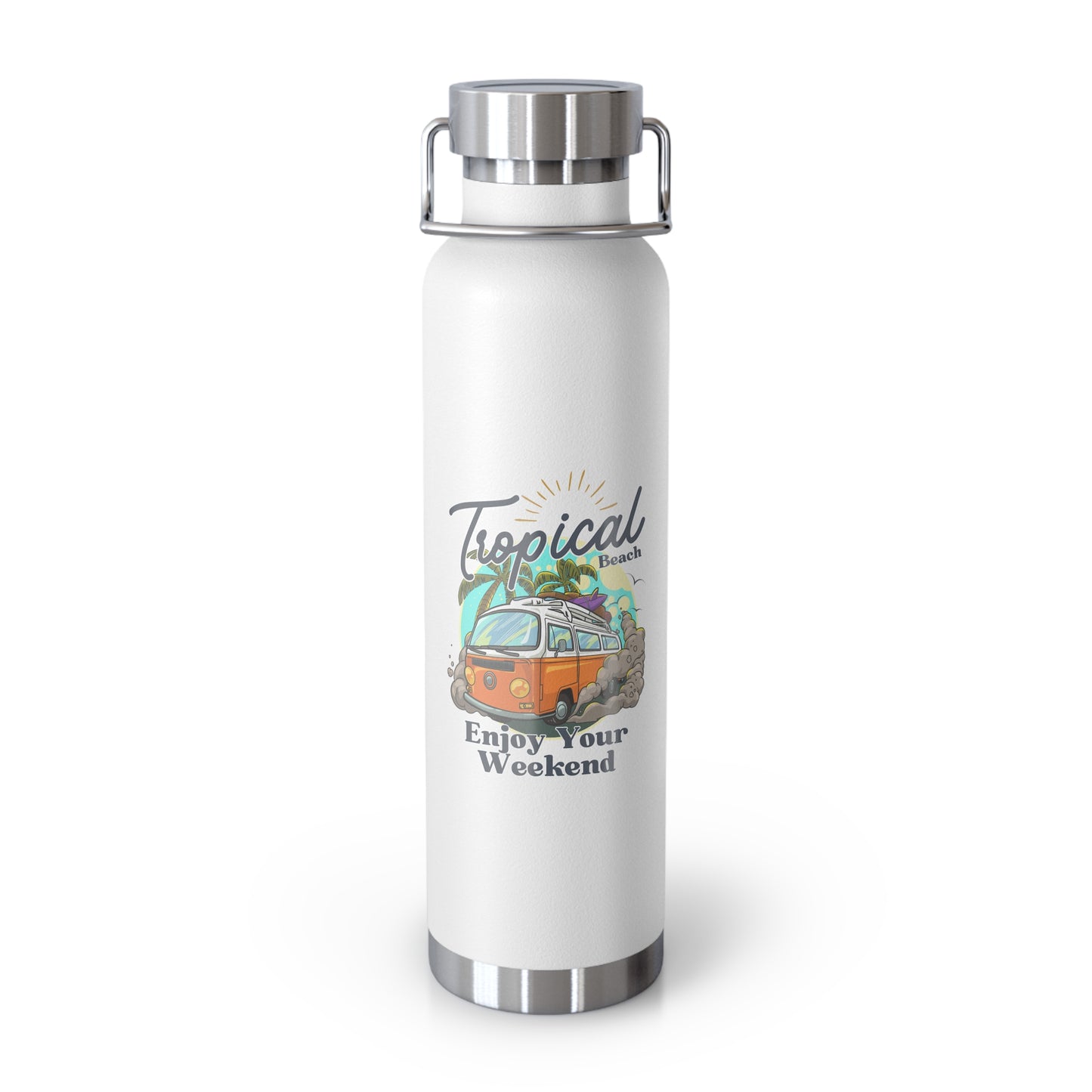 Tropical Beach, Enjoy Your Weekend - Copper Vacuum Insulated Bottle, 22oz - 10745