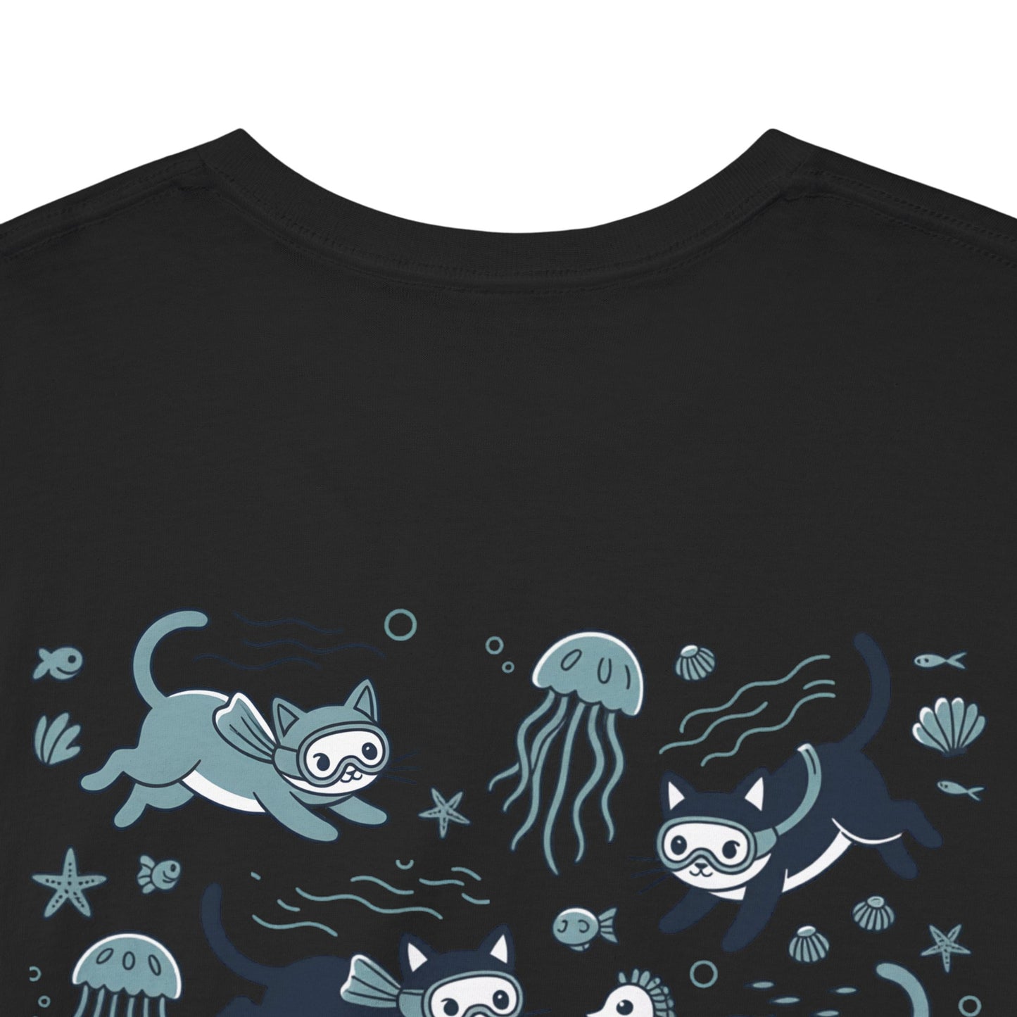 Sea Cats T-Shirt — Cute Underwater Cat Graphic Tee, Ocean Cat Lover Gift - 14869