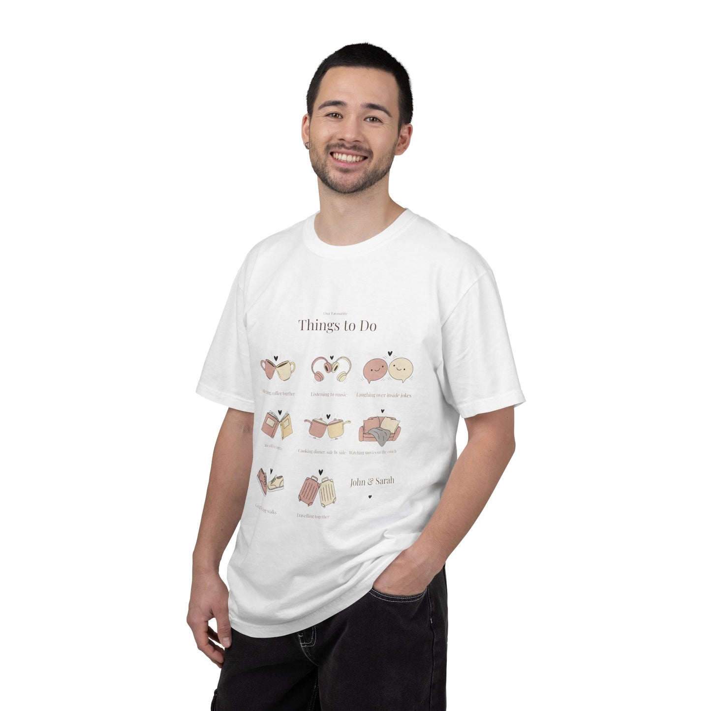 Our Favourite Things to Do Together – Personalised Valentine’s Illustration T-Shirt Gift - 14720