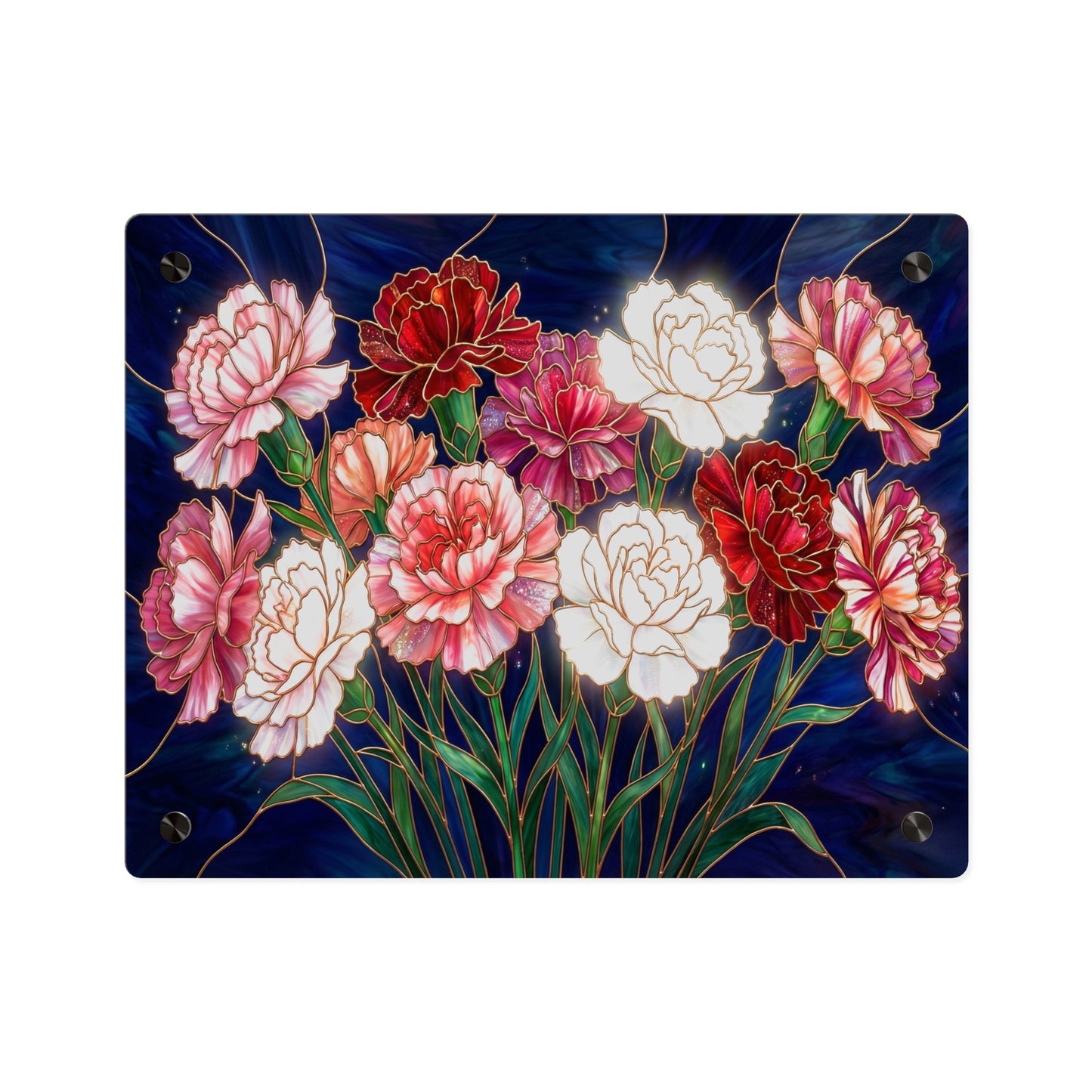 Carnation Bouquet Acrylic Wall Art Panel — Floral Home Décor - 14599