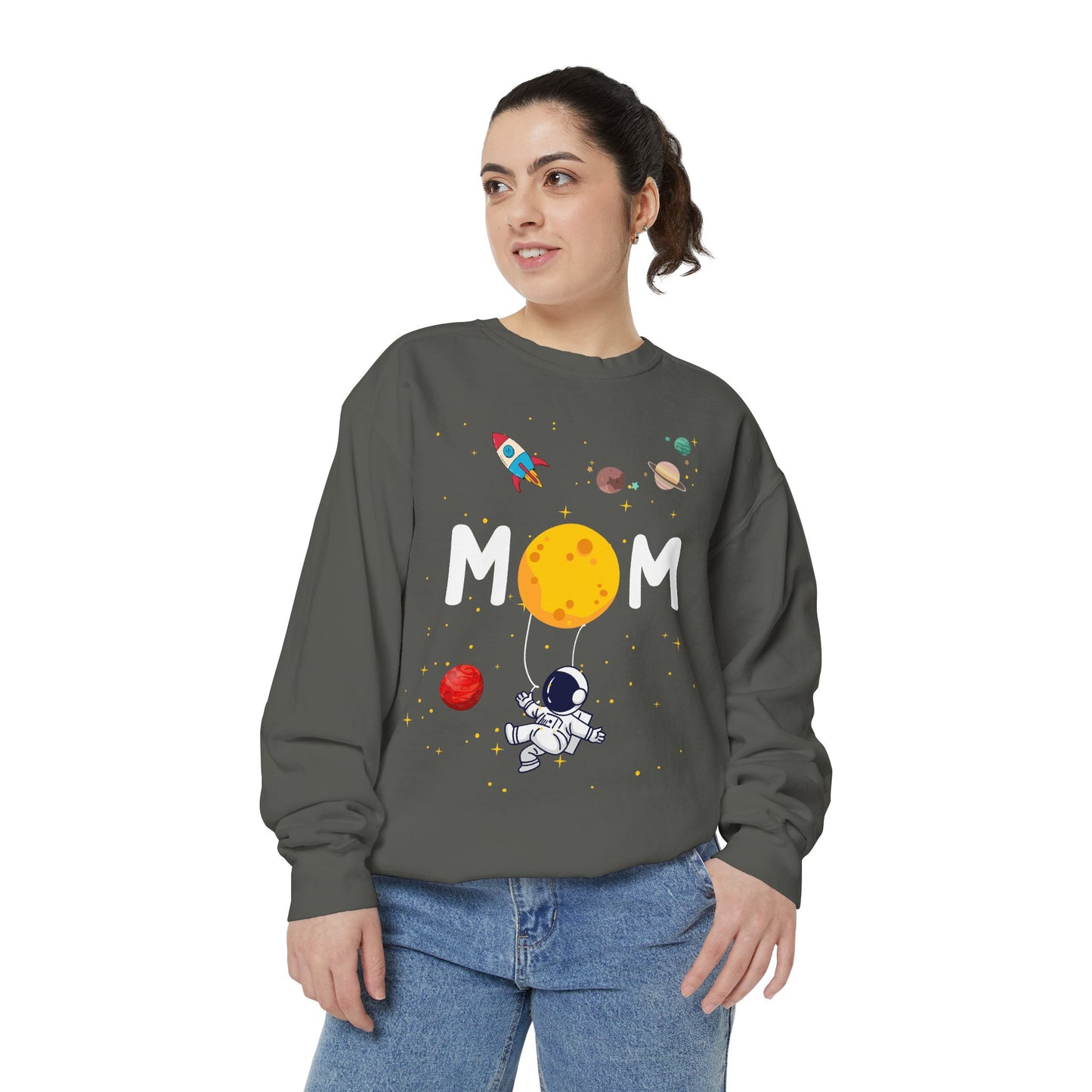 Astronaut Mom Garment-Dyed Sweatshirt | Space-Themed Gift for Mothers - 11838