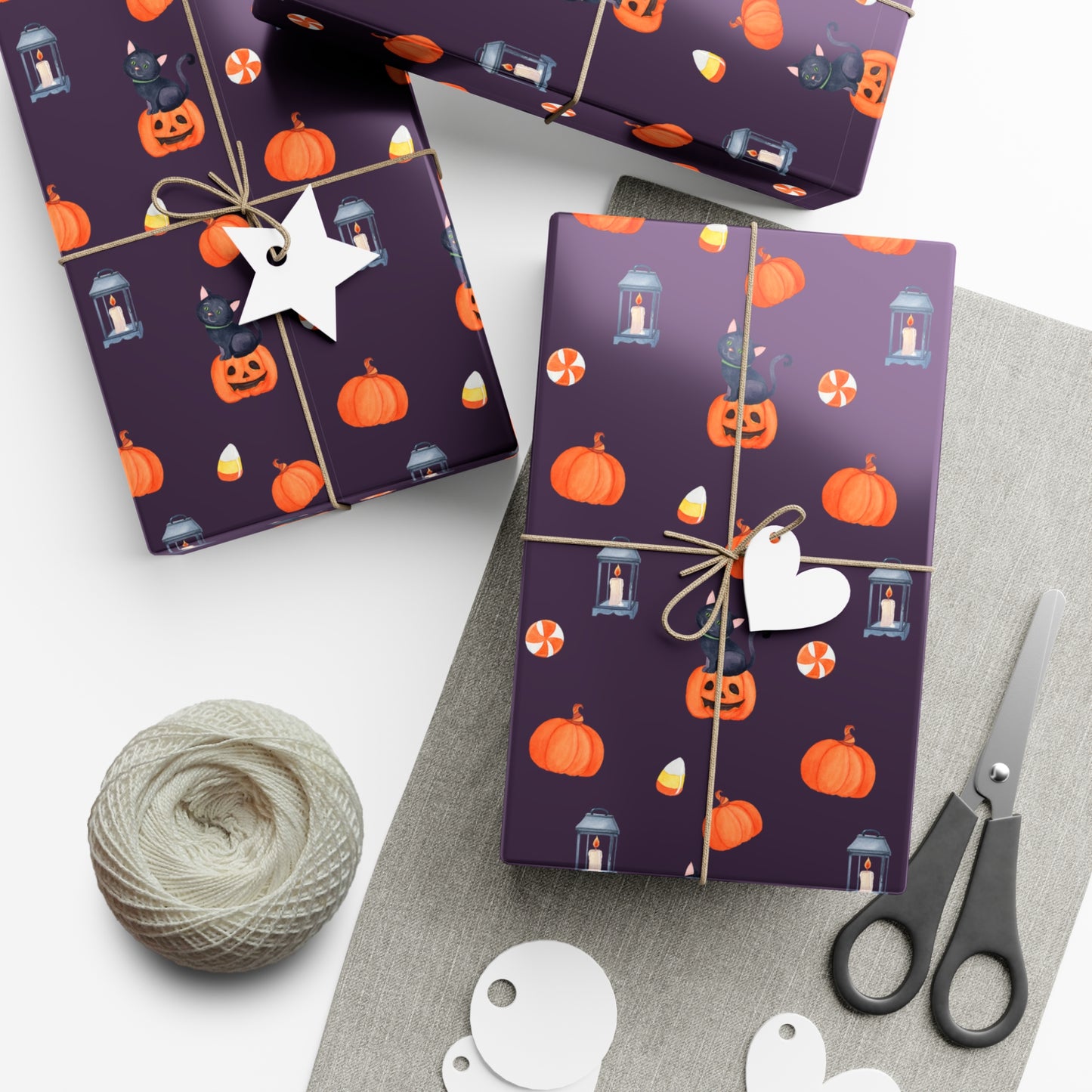 Pumpkin With A Black Cat - Gift Wrap Papers