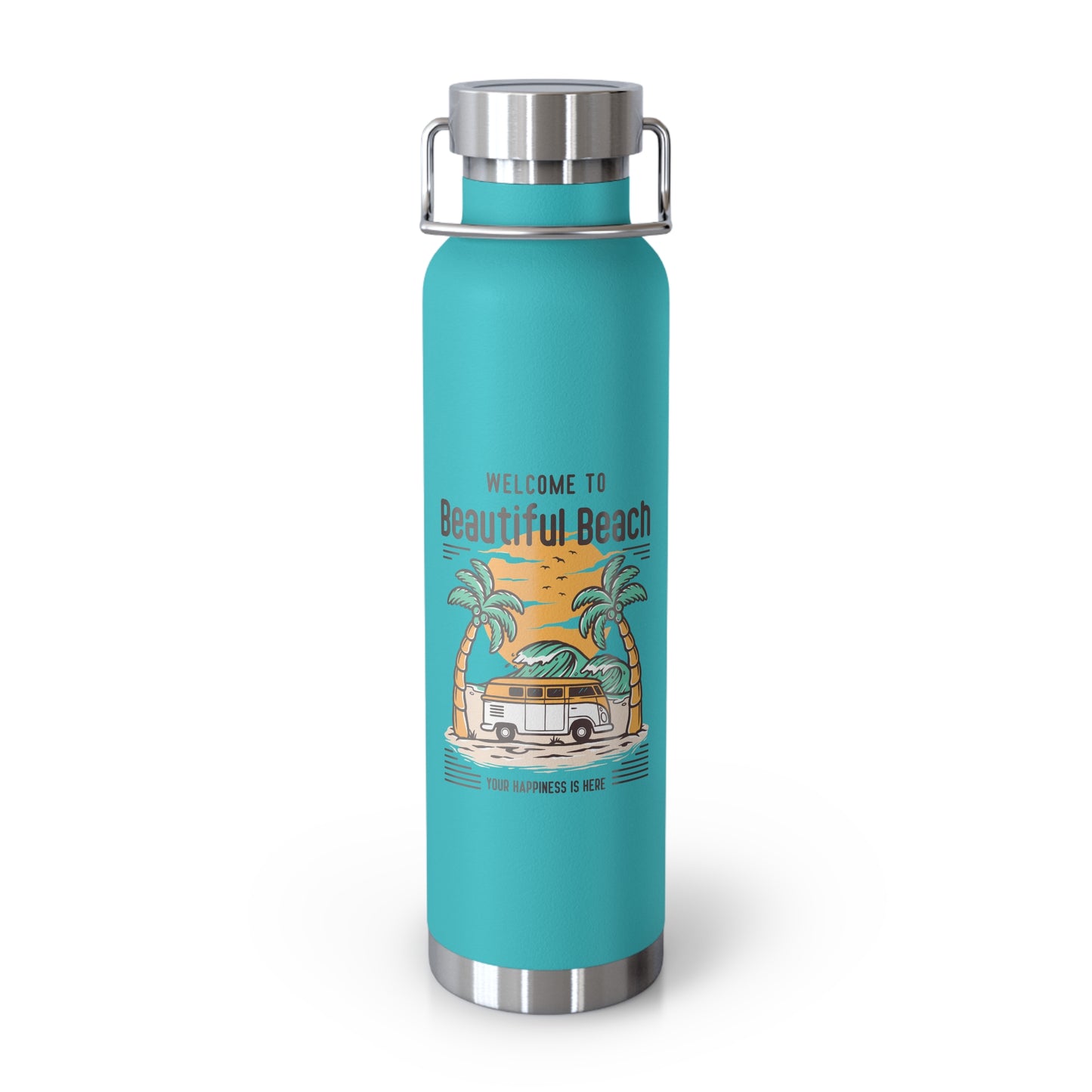 Welcome to Beautiful Beach - Copper Vacuum Insulated Bottle, 22oz - 10746