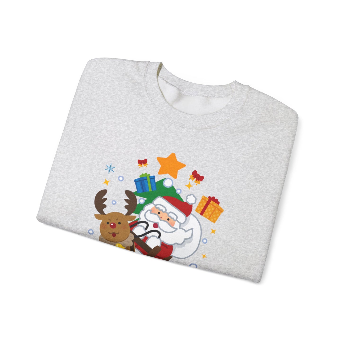 Merry Christmas, Santa & Reindeer - Unisex Heavy Blend™ Crewneck Sweatshirt - 10472