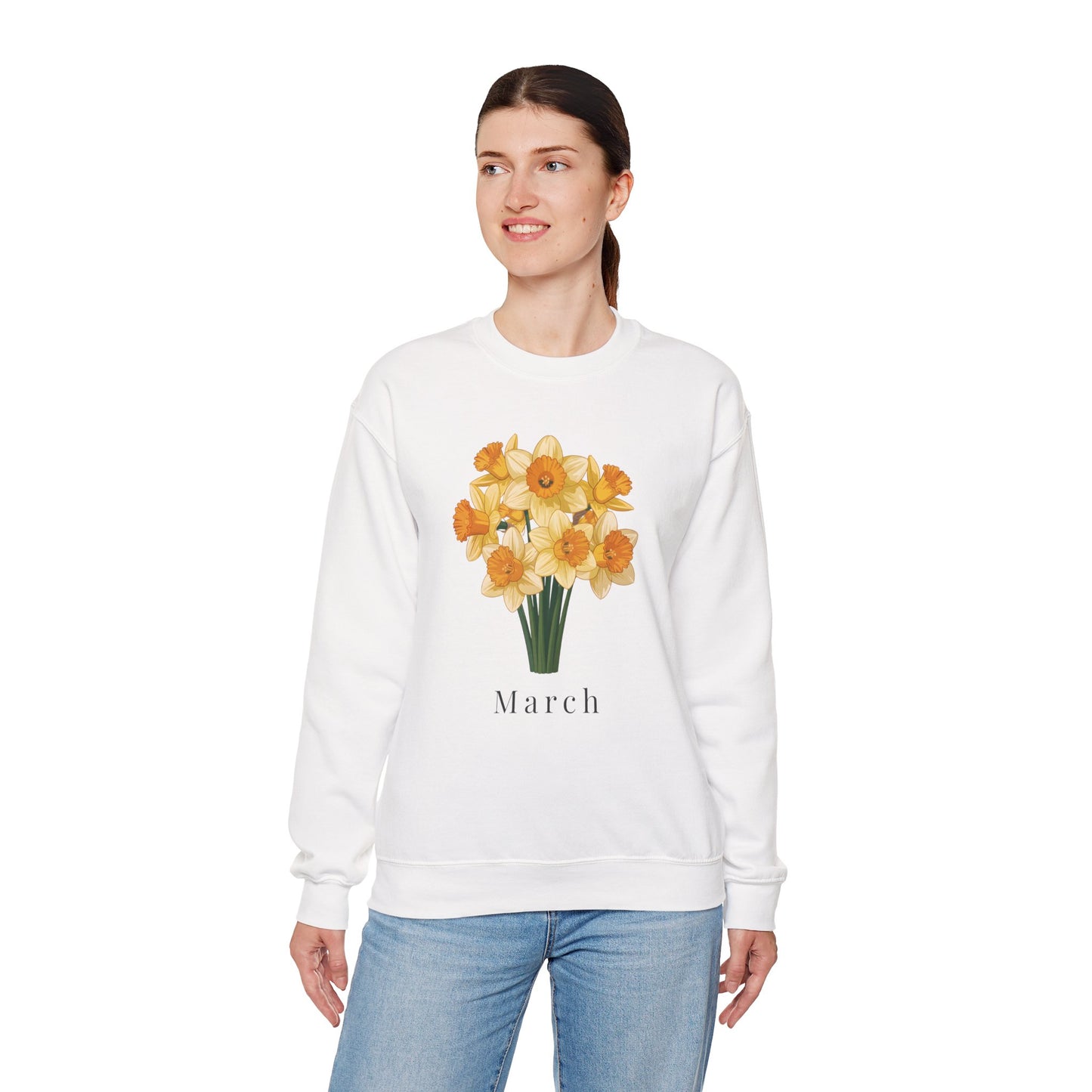 March Birth Flower Daffodil Bouquet Sweatshirt – Floral Birthday Gift Crewneck - 14823