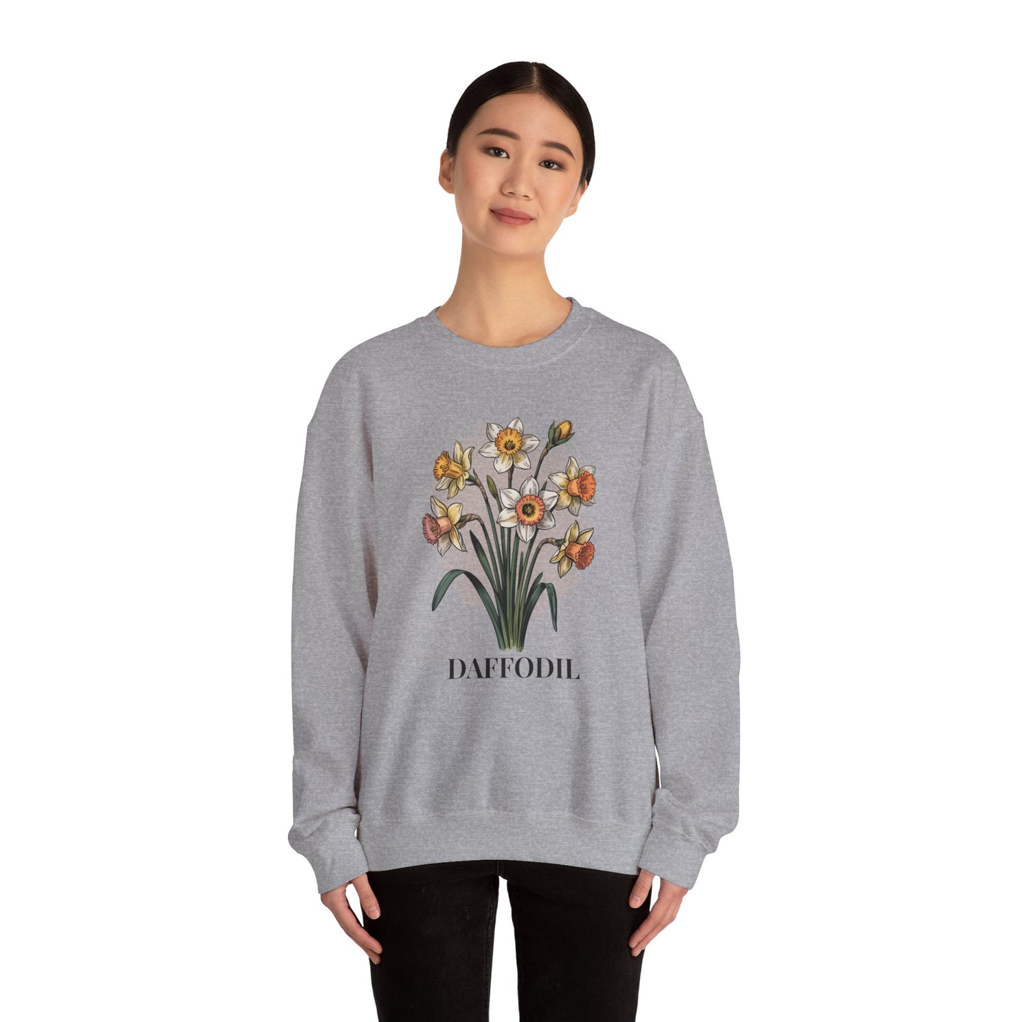 March Birth Flower Daffodil Sweatshirt — Vintage Botanical Floral Crewneck Gift - 14824