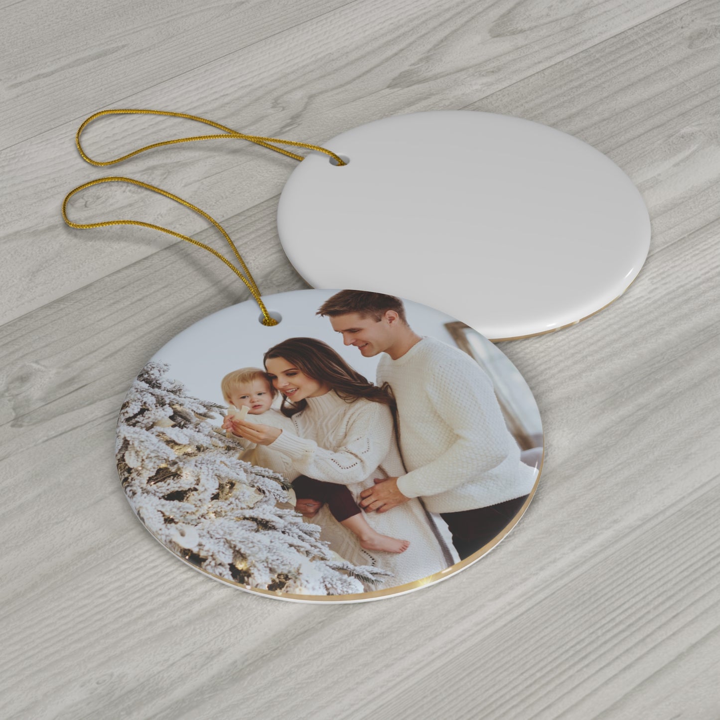 Young Couple Photo, Customizable - Ceramic Ornament, 4 Shapes