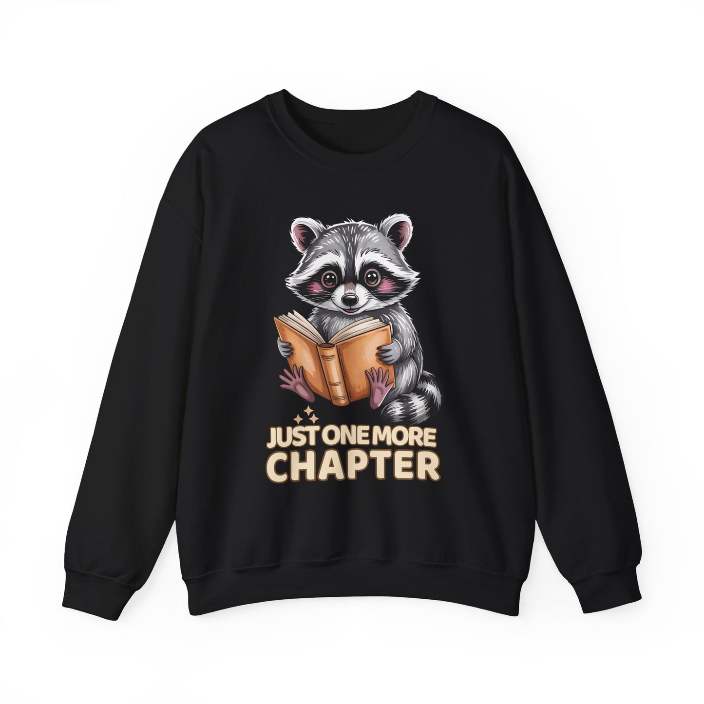 Just One More Chapter Sweatshirt – Cute Raccoon Reading Graphic, Book Lover Gift for Teacher or Librarian - 14791