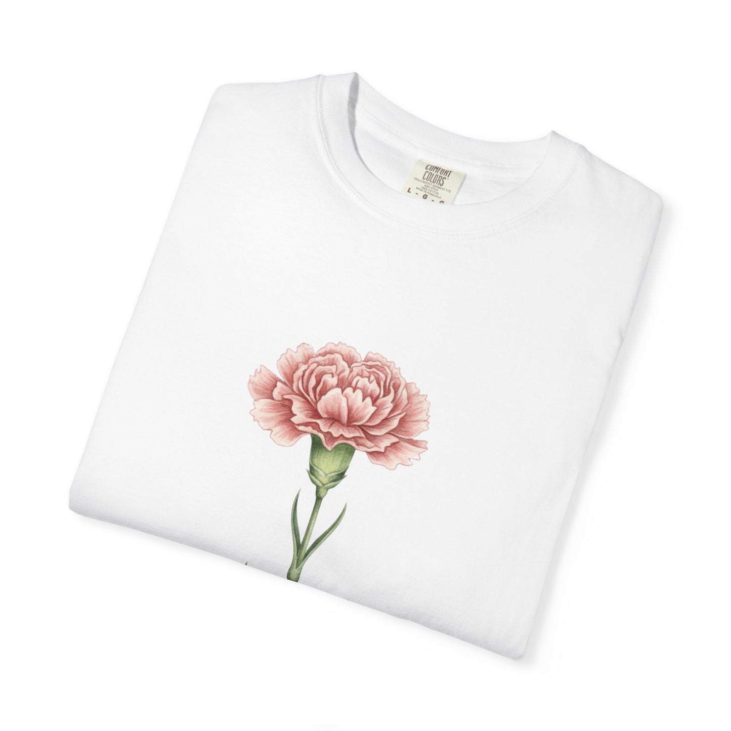 January Birth Flower Carnation T-Shirt – Heavyweight Garment-Dyed Tee - 14686