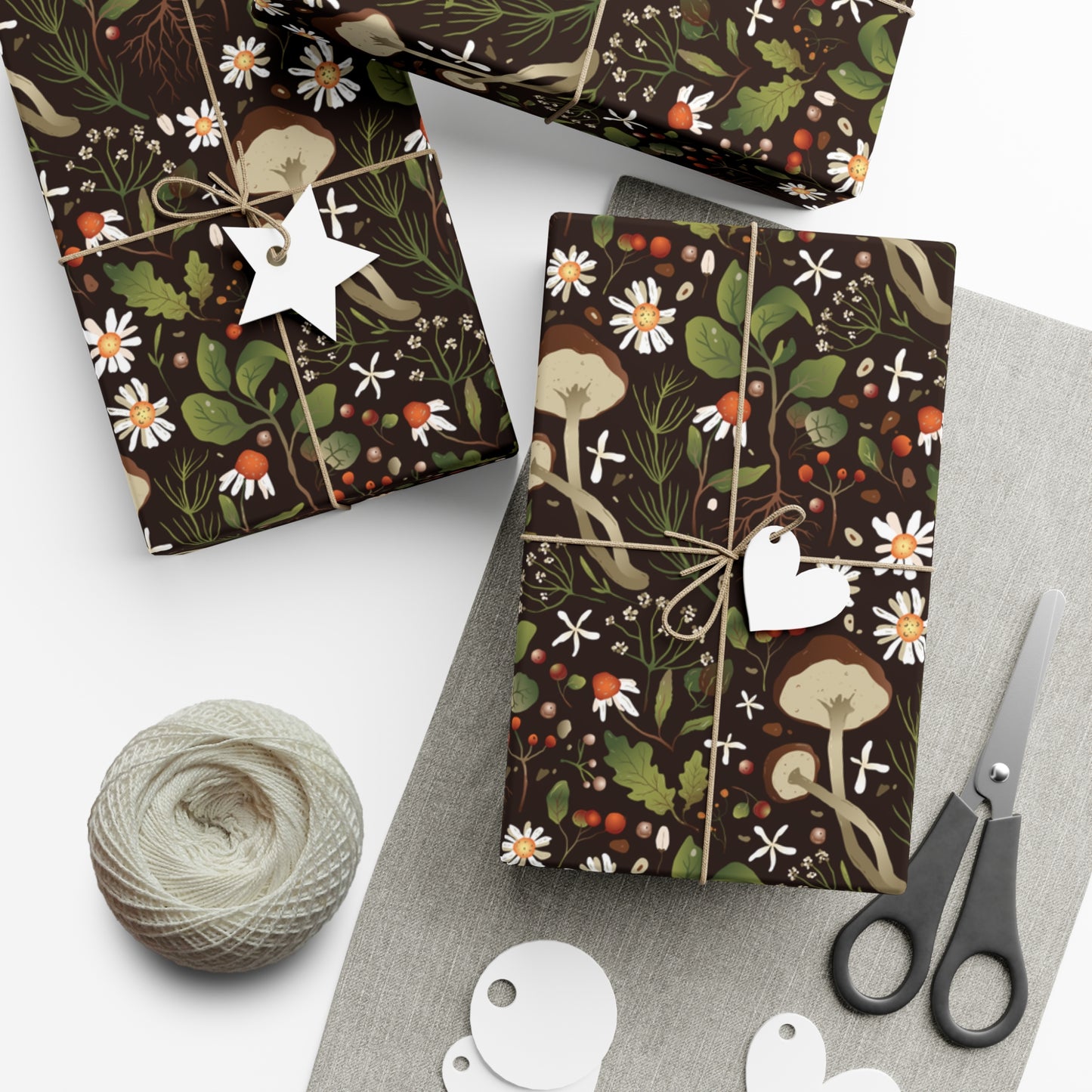 Dark Brown, Mushroom Pattern - Gift Wrap Papers - 10365