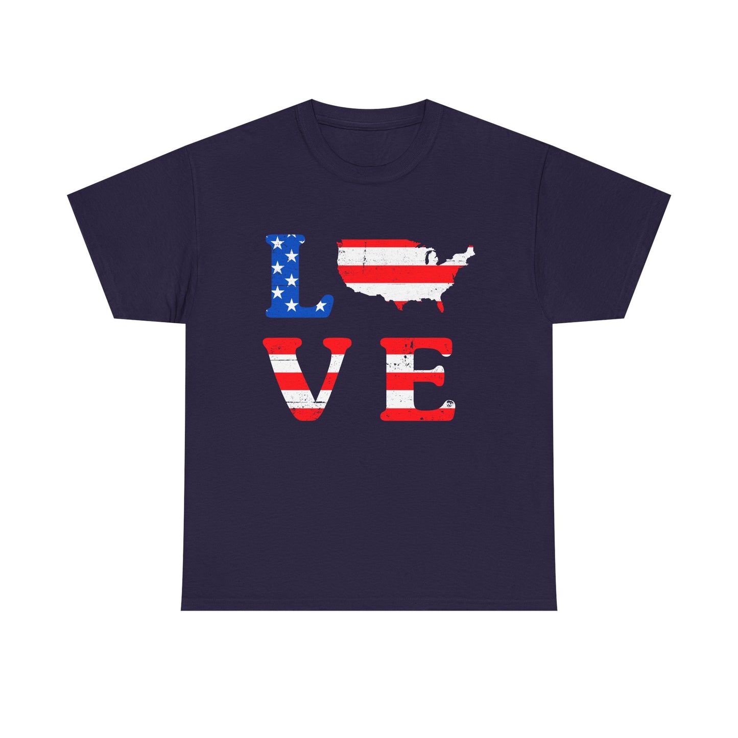 Patriotic Love Tee | Unisex Heavy Cotton T-Shirt, USA Love Shirt, 4th of July Gift, Casual Wear, Independence Day Apparel - 13696